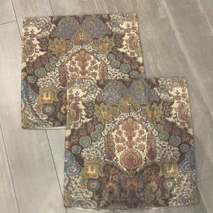 Pottery Barn Pillow Cover 24x24 velvet paisley print- set of two